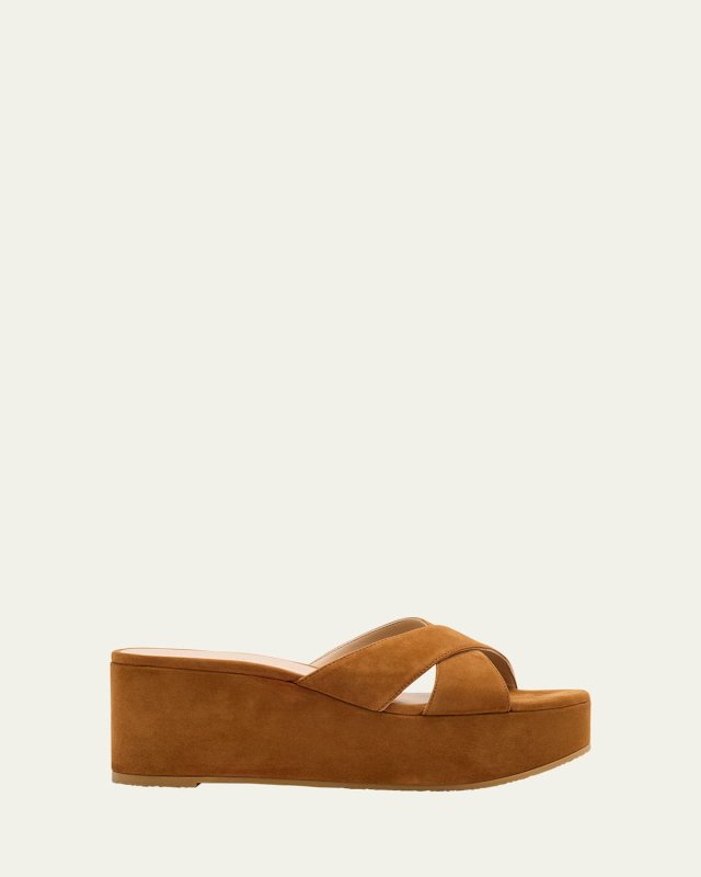 Dayna Suede Crisscross Wedge Sandals